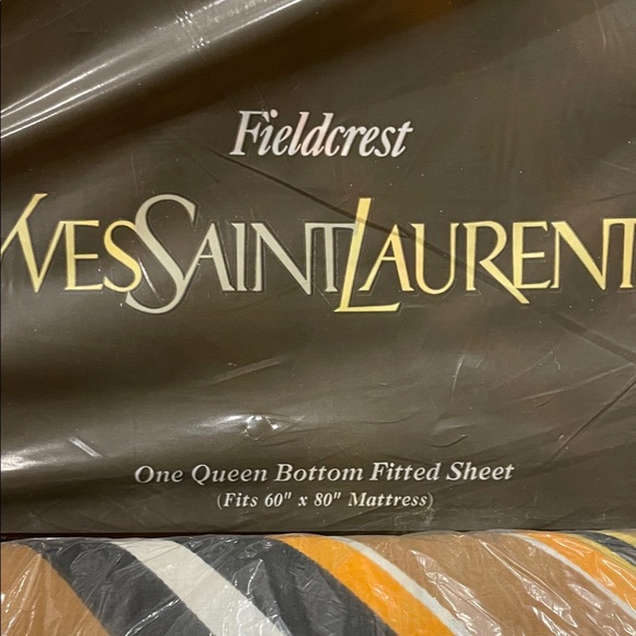 Vintage Yves Saint Laurent Striped Queen Sheet Set - Picture 2 of 4